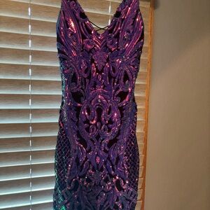 Elegant Purple Sequin Dress